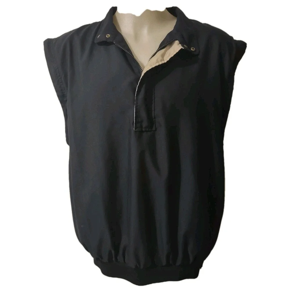 Ahead Authentics Pullover Jacket Men's Size L Golf Zip Off Sleeves 1/4 Zip Black